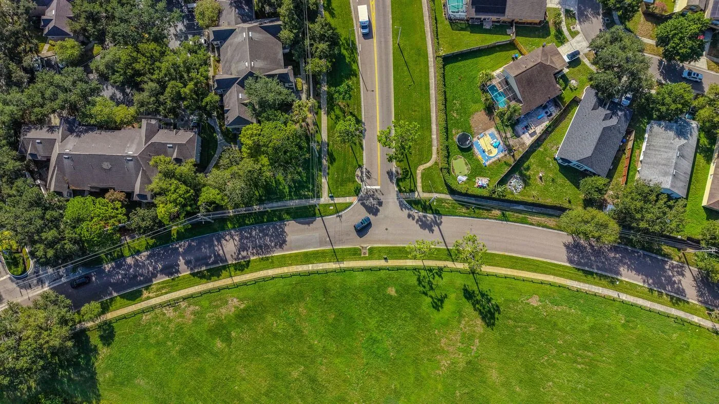 Aerial view of a FishHawk neighborhood